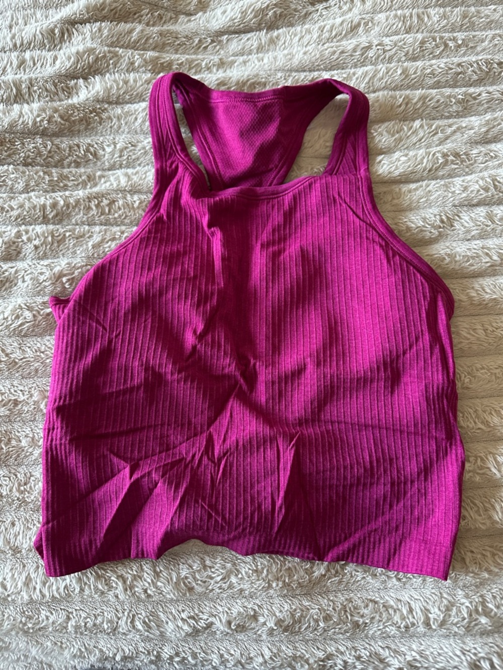 Ribbed Racerback Tank Top in Vibrant Fuchsia